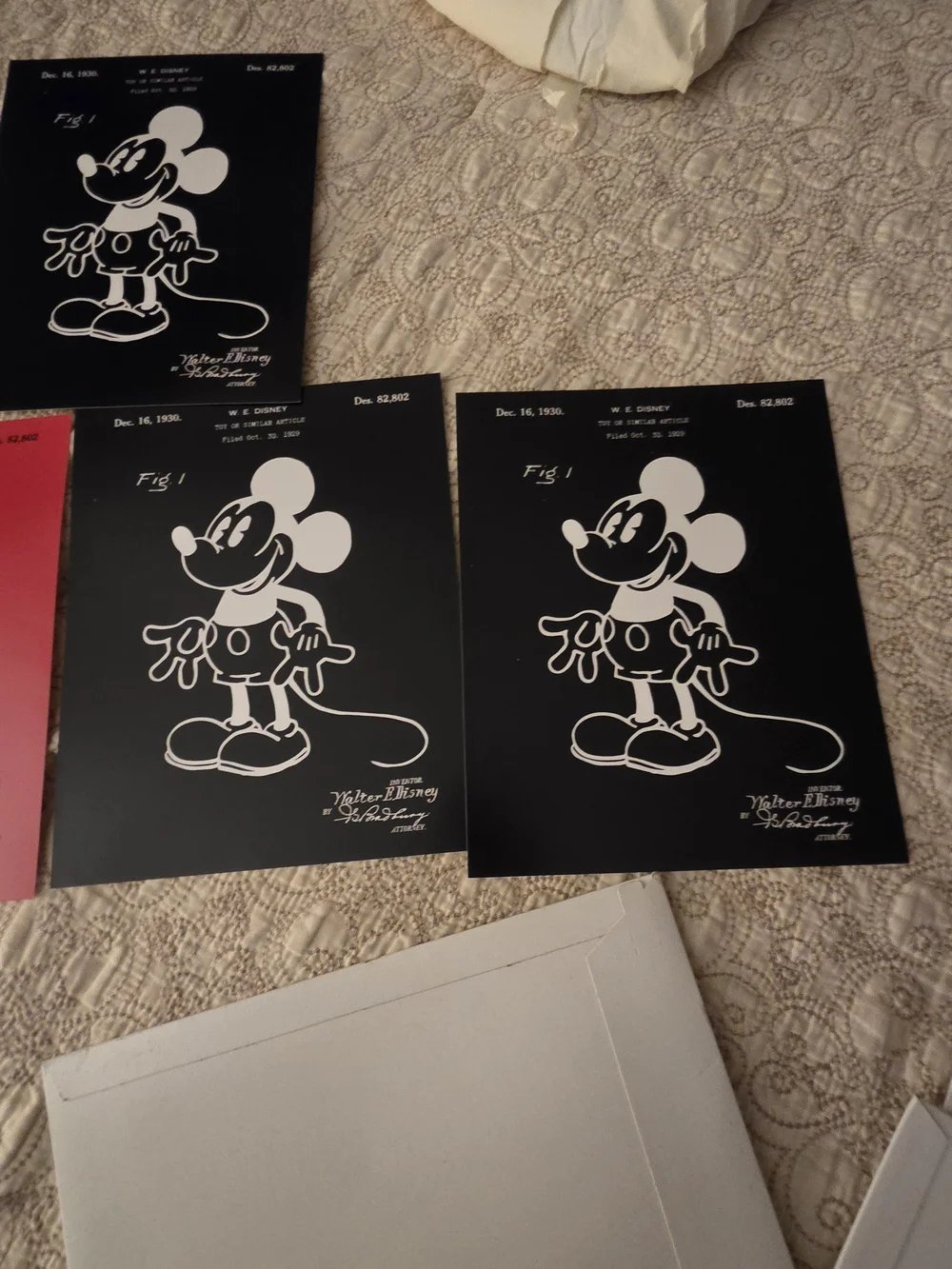 Disney Mickey Mouse Patent Art Prints 1930 Vintage Style Wall Decor Set